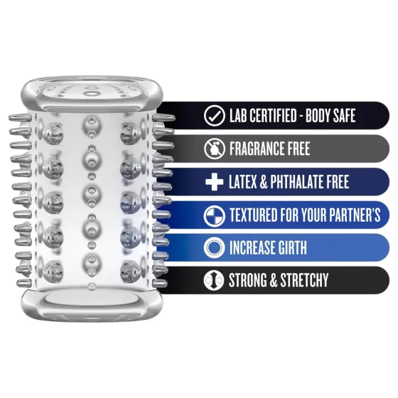 Stay Hard - erekčný krúžok s tŕňmi - transparentný