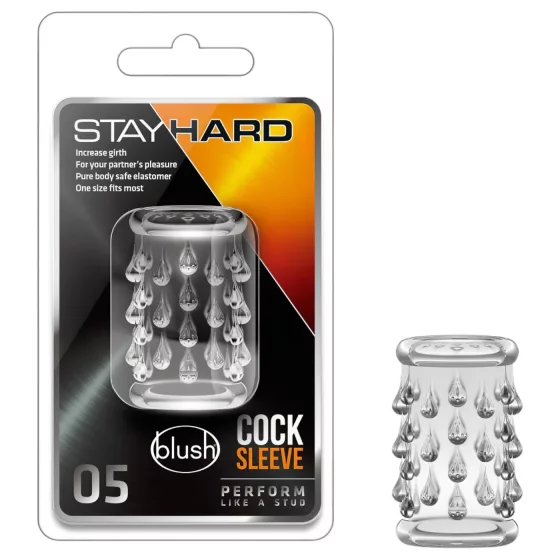 Stay Hard - erekčný krúžok s guľôčkami - priehľadný