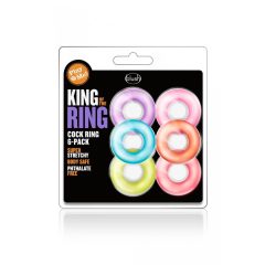 King of the Ring - sada krúžkov na penis - farebné (6ks)