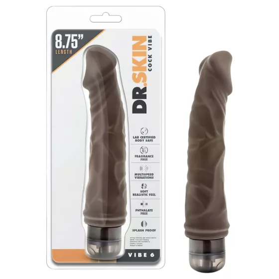 Dr. Skin Vibe No.6 - realistický vibrátor - hnedý