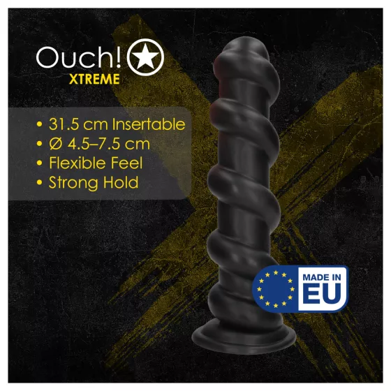 Ouch! Hole Driller - obrovský análny kolík (čierny) - 31,5 cm