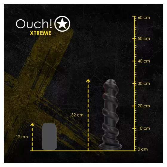 Ouch! Hole Driller - obrovský análny kolík (čierny) - 31,5 cm