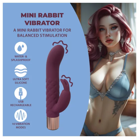 Loveline - mini vibrátor s uškami zajačika (červený)