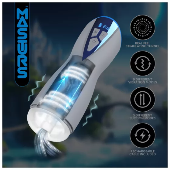 Masturs Eloa - masturbátor s vákovým a vibračným režimom - sivý