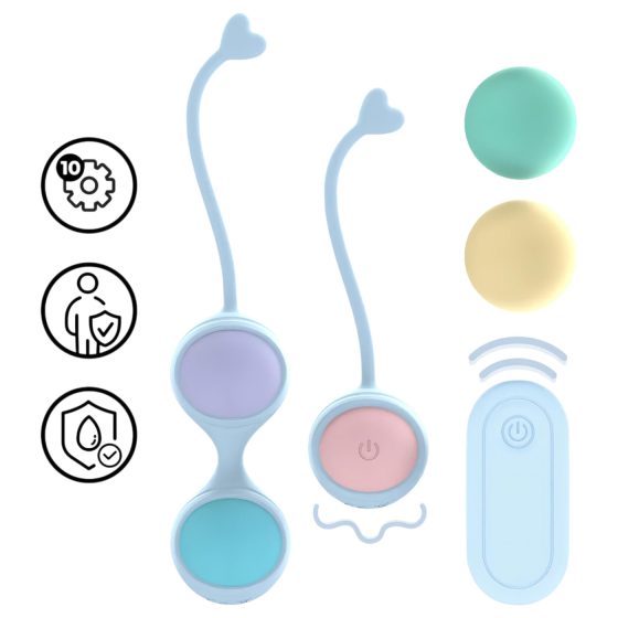 Loveline - vibračné guličky - sada - nastaviteľné - modré