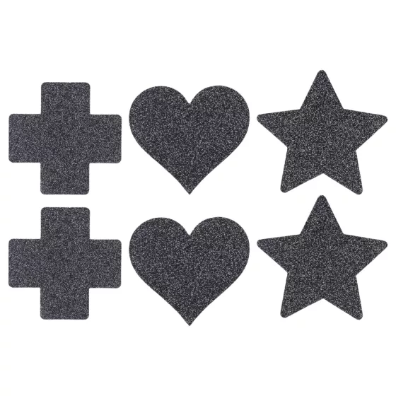 Le Désir - sada nálepiek na bradavky - čierna - 3 páry