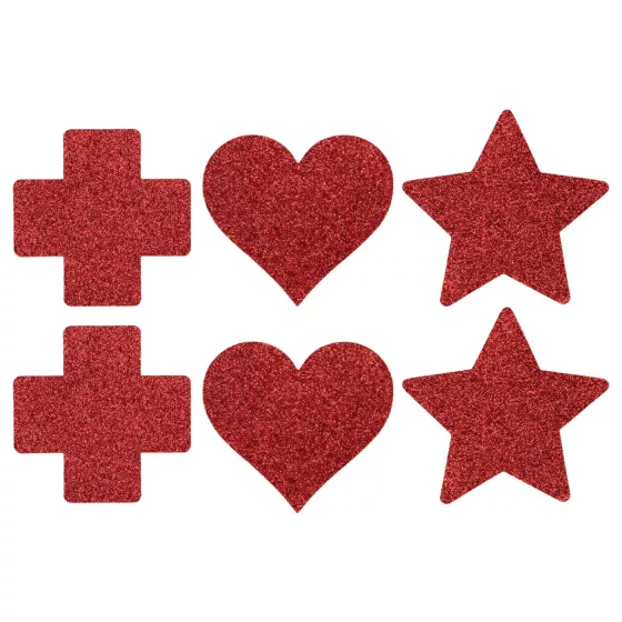 Le Désir - nalepovacie ozdoby na bradavky - 3 páry - červené