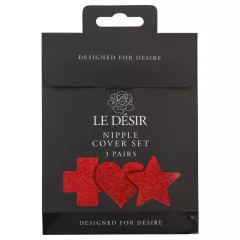   Le Désir - súprava nálepiek na bradavky - 3 páry (červené)