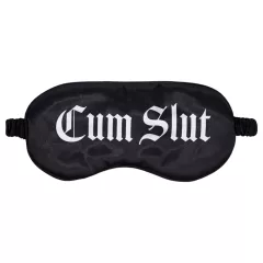   Au! - saténová očná maska s nápisom „Cum Slut“ (čierna)