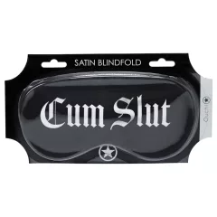   Au! - saténová očná maska s nápisom „Cum Slut“ (čierna)