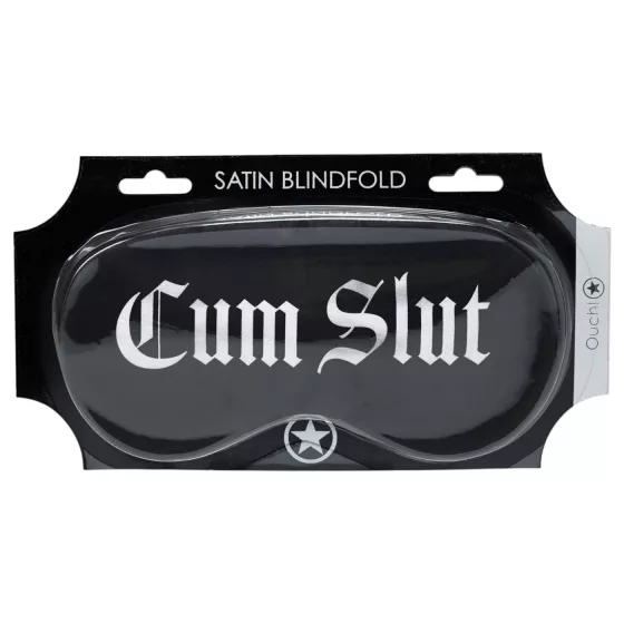 Au! - saténová očná maska s nápisom „Cum Slut“ (čierna)