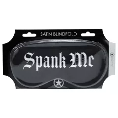   Au! - saténová očná maska s nápisom „Spank Me“ (čierna)