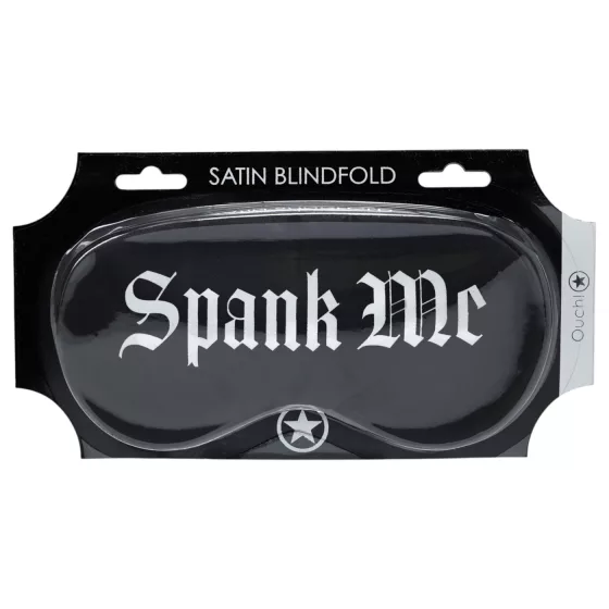 Au! - saténová očná maska s nápisom „Spank Me“ (čierna)