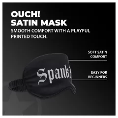   Au! - saténová očná maska s nápisom „Spank Me“ (čierna)
