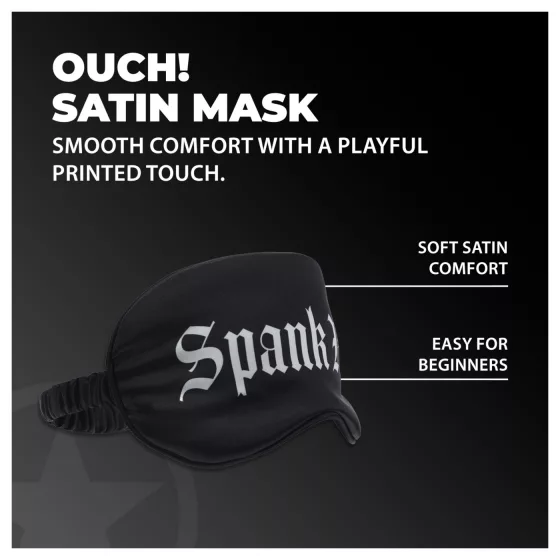 Au! - saténová očná maska s nápisom „Spank Me“ (čierna)