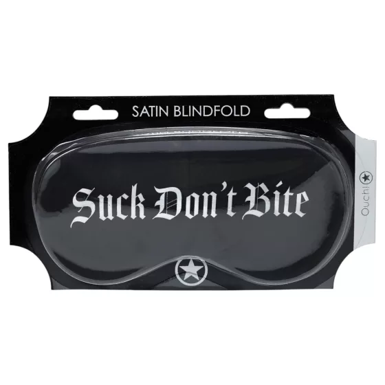 Au! - saténová očná maska s nápisom „Suck Don't Bite” (čierna)