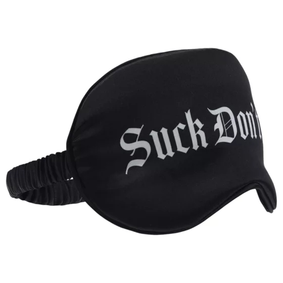 Au! - saténová očná maska s nápisom „Suck Don't Bite” (čierna)