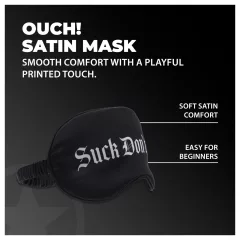   Au! - saténová očná maska s nápisom „Suck Don't Bite” (čierna)