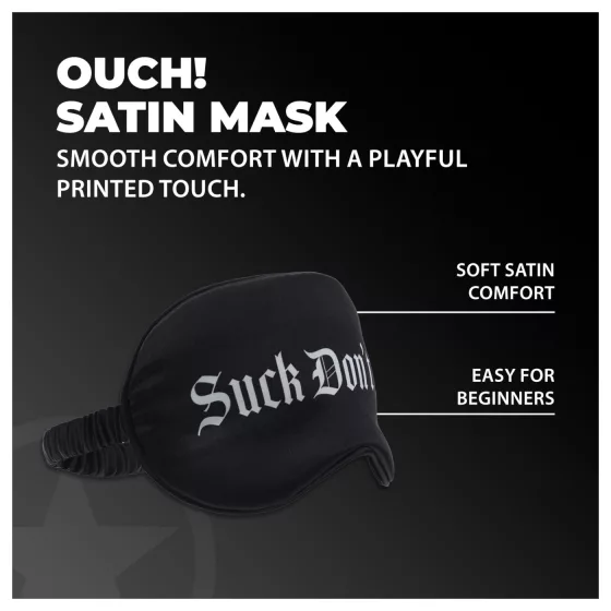 Au! - saténová očná maska s nápisom „Suck Don't Bite” (čierna)