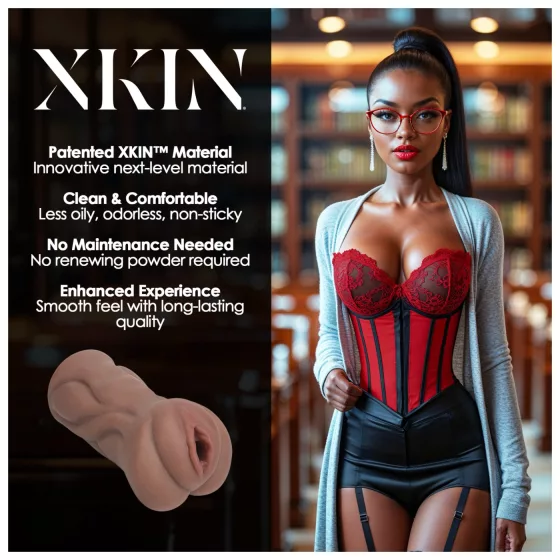 XKIN Librarian Paige - realistický umelý vaginálny masturbátor (prírodná farba)