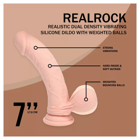 RealRock - realistický vibrátor s dvojitou hustotou (telovej farby) - 18 cm