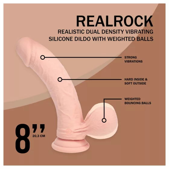 RealRock - realistický vibrátor s dvojitou hustotou (telovej farby) - 20 cm