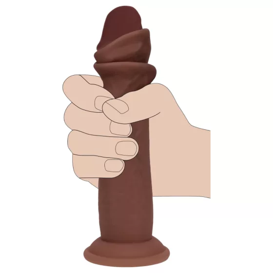 RealRock - realistický dvojvrstvový dildo (hnedý) - 15,5 cm