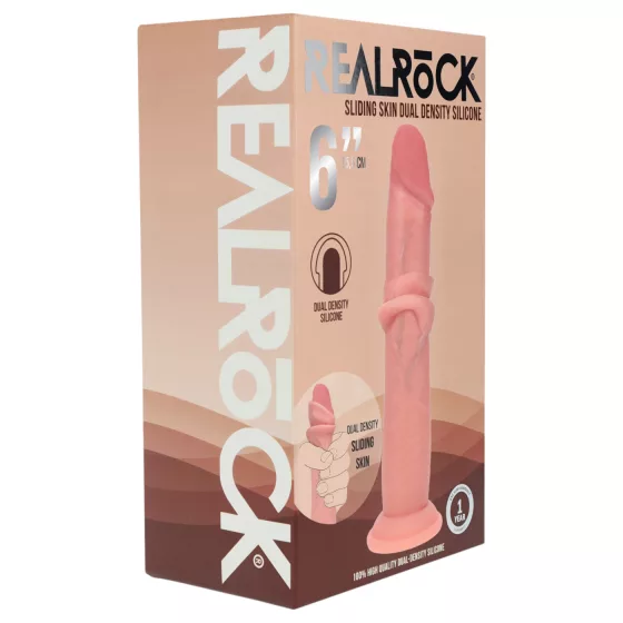 RealRock - realistický dvojitej hustoty dildo (telovej farby) - 15,5 cm