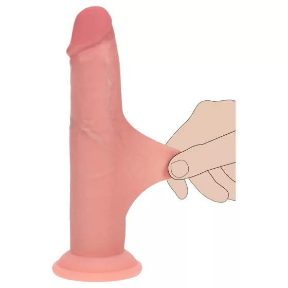 RealRock - realistický dvojitej hustoty dildo (telovej farby) - 15,5 cm