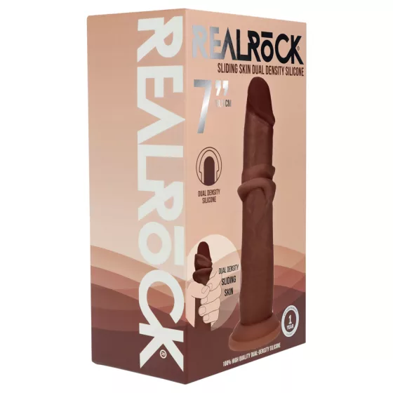 RealRock - realistický dvojvrstvový dildo (hnedý) - 18,5 cm