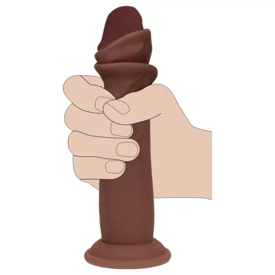 RealRock - realistický dvojvrstvový dildo (hnedý) - 18,5 cm