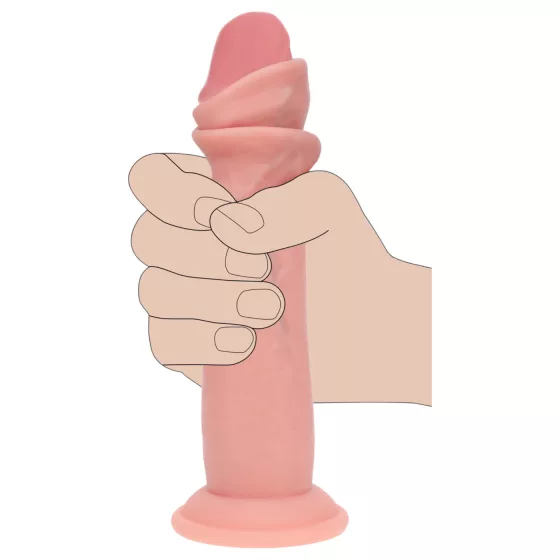 RealRock - realistický dvojitej hustoty dildo (telovej farby) - 18,5 cm