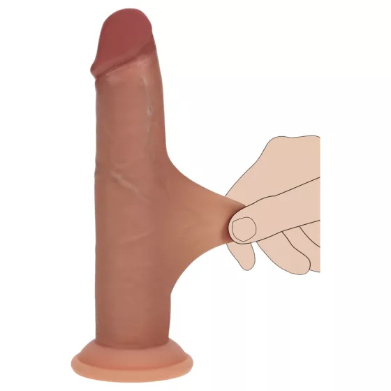 RealRock - realistický dildo s dvojitou hustotou (opálený) - 18,5 cm