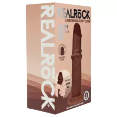   RealRock - realistický dvojitý hustý hnedý dildo - 20,5 cm