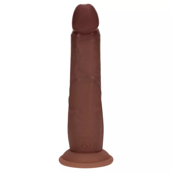 RealRock - realistický dvojitý hustý hnedý dildo - 20,5 cm