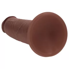   RealRock - realistický dvojitý hustý hnedý dildo - 20,5 cm