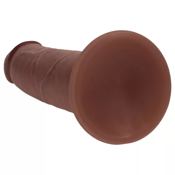 RealRock - realistický dvojitý hustý hnedý dildo - 20,5 cm