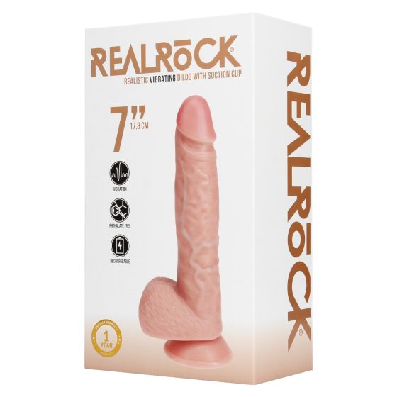 REALROCK - prísavkový vibrátor - prírodný (18 cm)