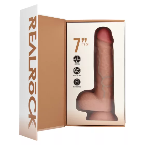 RealRock - vibrátor s prísavkou - realistický - telová farba - 18 cm