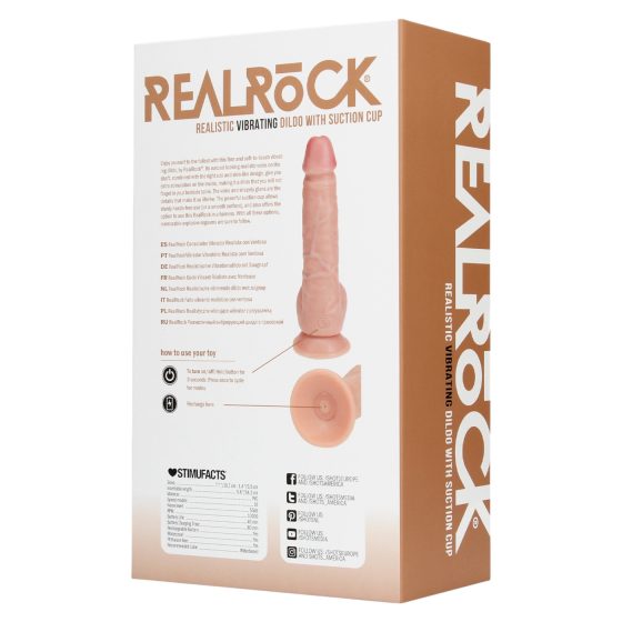 REALROCK - prísavkový vibrátor - prírodný (18 cm)