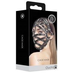 Ouch! - umelokožená klietková maska (čierna)