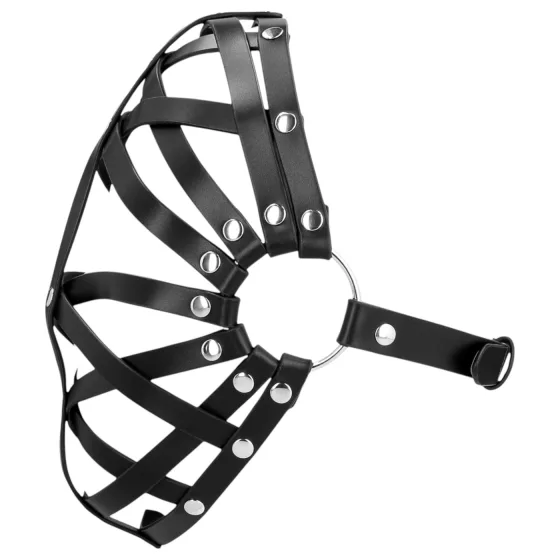 Ouch! - BDSM maska na hlavu - umelá koža - čierna