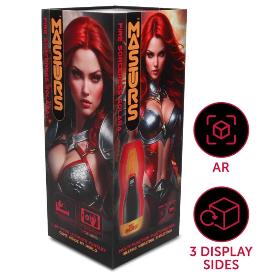 Masturs Solara - mužský masturbátor s ohrevom a pohybom hore-dole - červený