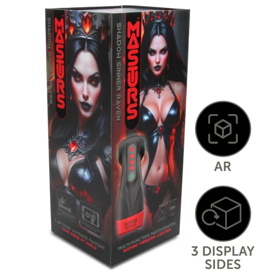 Masturs Raven - mužský masturbátor s vibráciou a saním - čierny