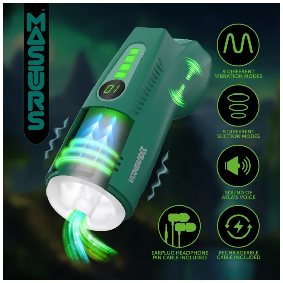 Masturs Ayla - masturbátor sánie a vibrácie s AR - zelený