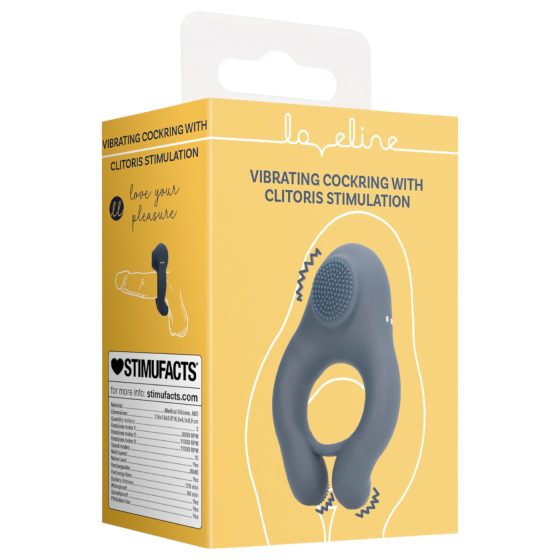 Loveline - vibračný krúžok na penis so stimulátorom klitorisu (sivý)