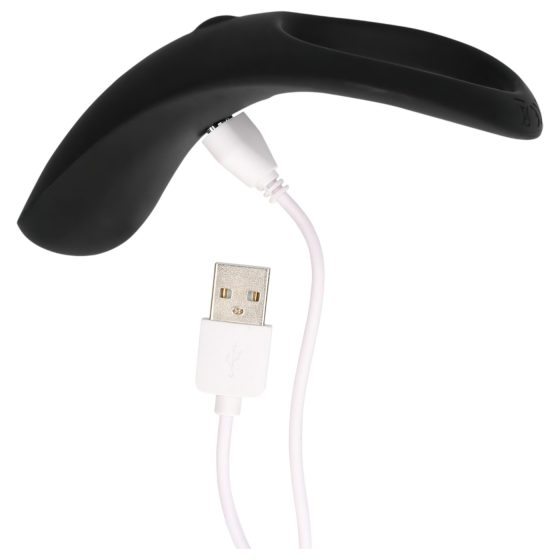 Loveline - vibračný erekčný krúžok na penis a semenníky - nabíjateľný - čierny