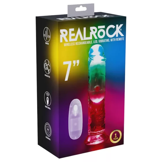 REALROCK - vibrátor s LED svetlom - 15 cm