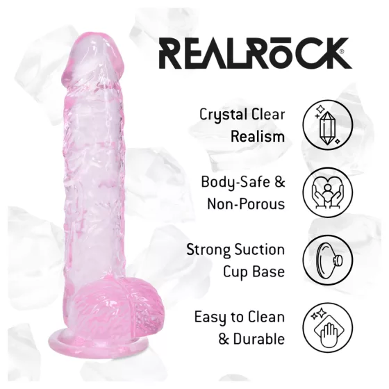 RealRock - realistický dildo s semenníkmi (ružový) - 12,7 cm