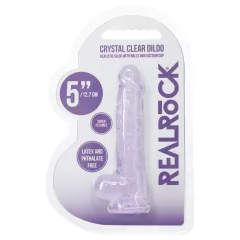   RealRock - realistický dildo s semenníkmi (fialový) - 12,7 cm